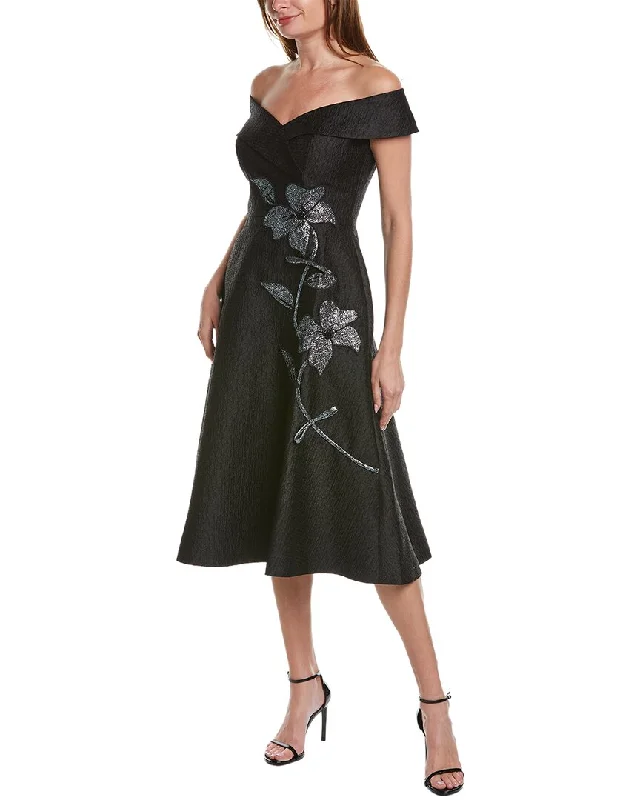 women's formal dressesTeri Jon by Rickie Freeman Textured Midi Dress