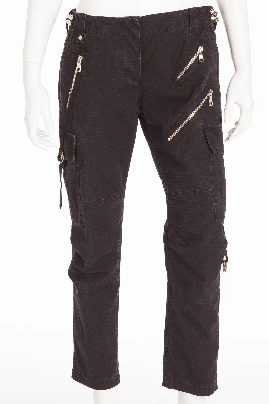 women's leather pantsBalmain - Black Pants with Zippers & Spikes - FR 38