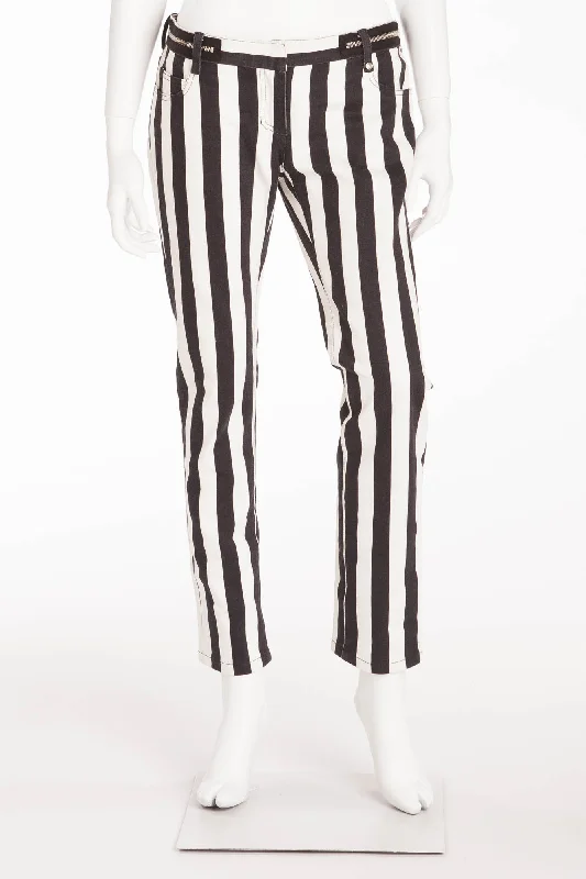 women's elegant pantsBalmain - As Seen on Fergie - Black and White Striped Pants - FR 40