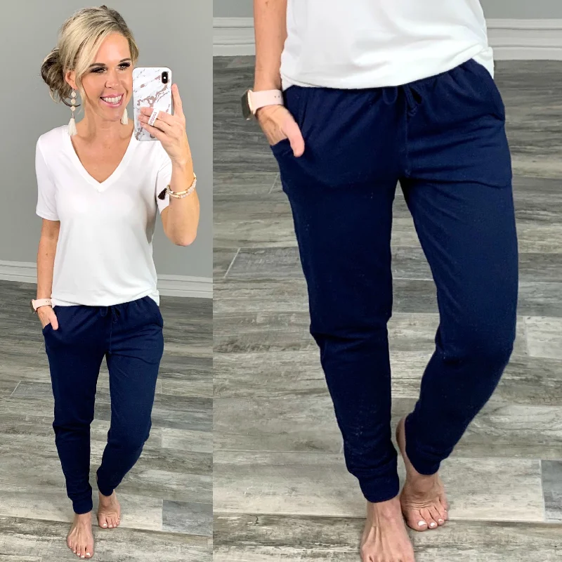 women's thermal pantsBlue Pocket Joggers