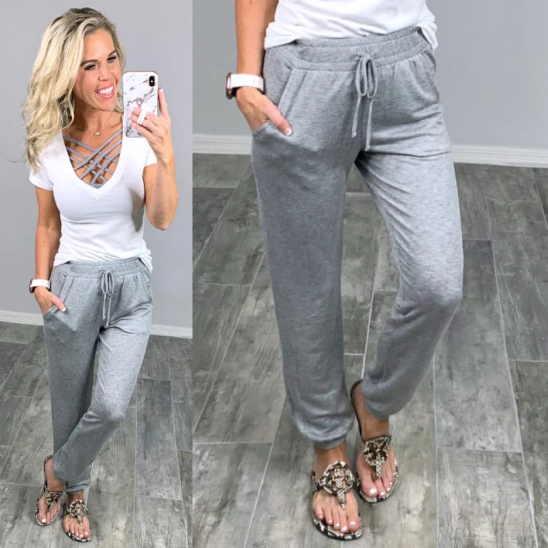 women's wide-leg pantsBasic Joggers - Grey