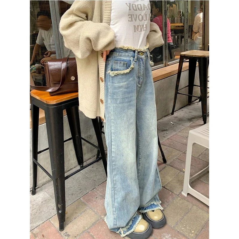 women's insulated pantsRetro Light Colored Wide Loose High Waisted Straight Autumn Winter Trouser