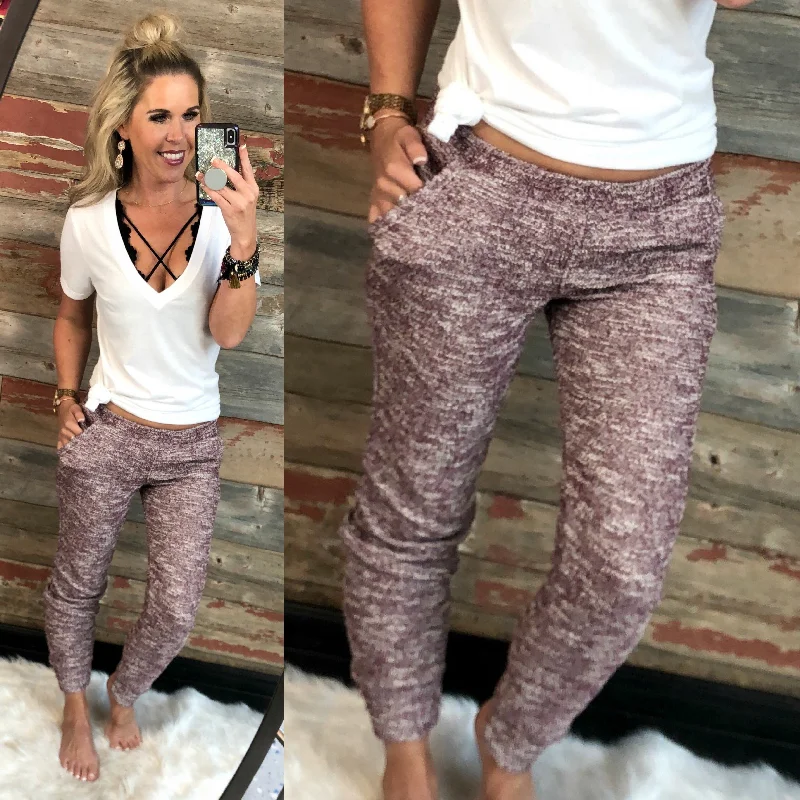 women's cool pantsMulti Print Burgundy Joggers