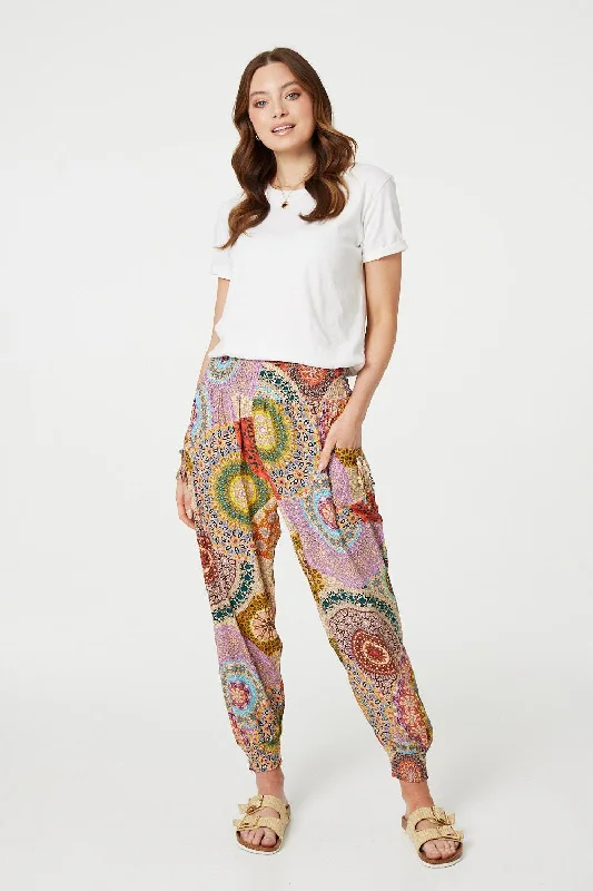 women's high-performance pantsKaleidoscope Print High Rise Harem Pants