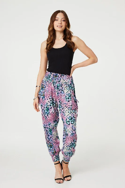 women's cotton pantsAnimal Print High Waist Harem Pants