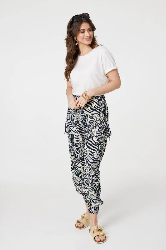 women's wedding pantsFloral Animal Print Harem Trousers