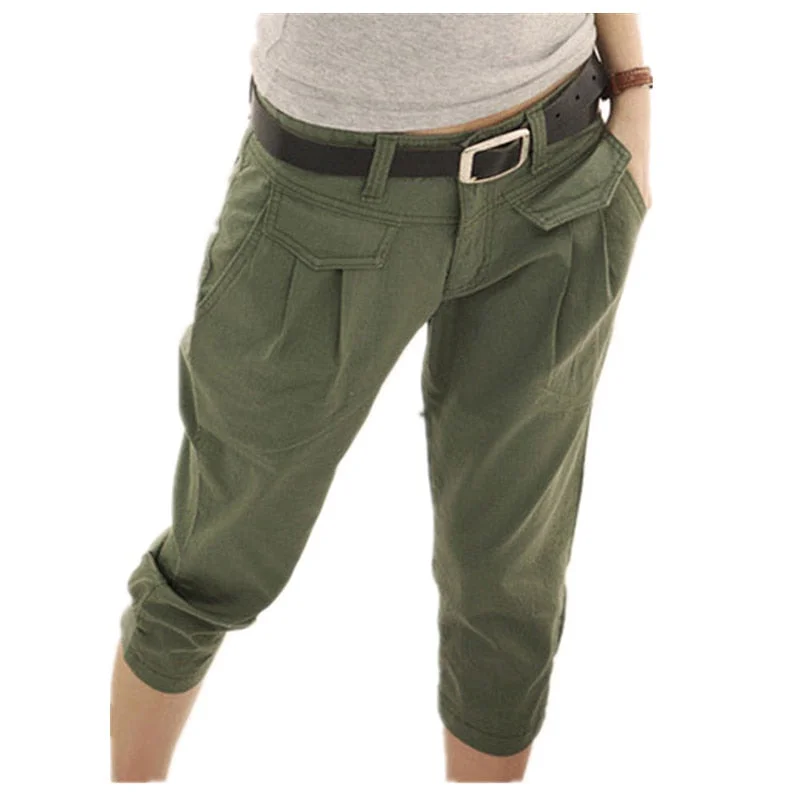 women's petite pantsFashionSierra - Woman Pants Casual Cropped Trousers Capris Beige Harem Pants