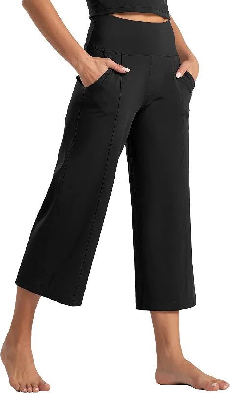 women's cool pantsFashionSierra - Lounge Yoga Capris Pants Bootleg Tummy Control High Waist Workout Flare Crop Pants