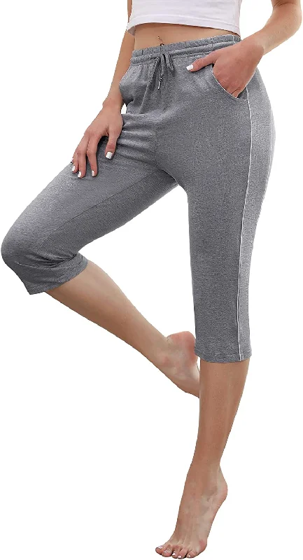 women's nursing pantsFashionSierra - Capri Sweatpants Casual Lounge Cotton Yoga Pants Elastic Drawstring Cropped Joggers