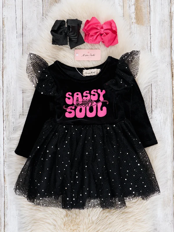 women's cocktail dressesBlack "Sassy Soul" Sparkle Tulle Dress