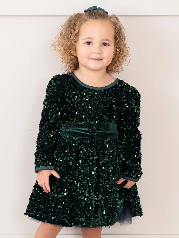 women's body-skimming dressesEmerald Sparkle Sequin Dress - Restocked!