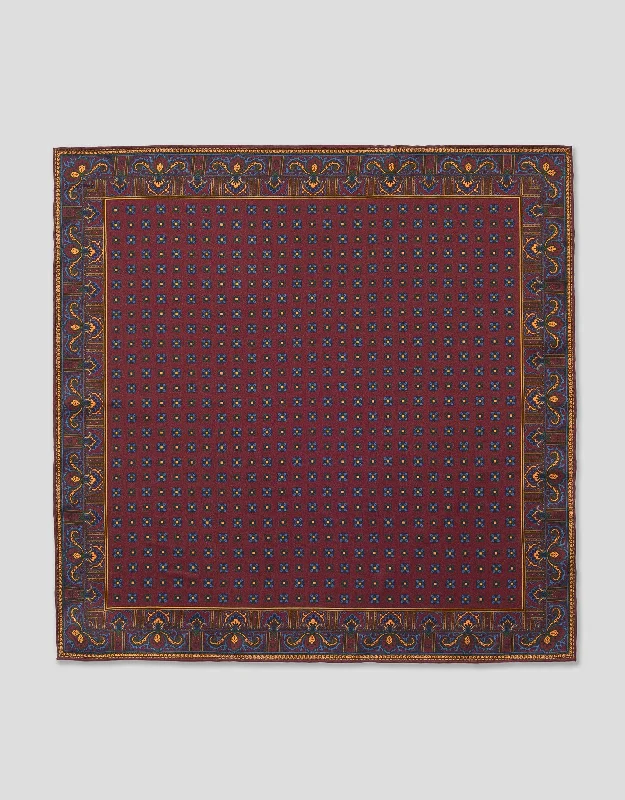 women's floral dressesFOULARD POCKET SQUARE - BURGUNDY