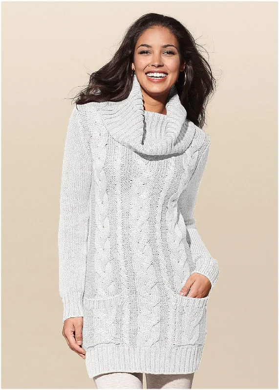 women's long-sleeved dressesCozy Sweater Dress - Off White