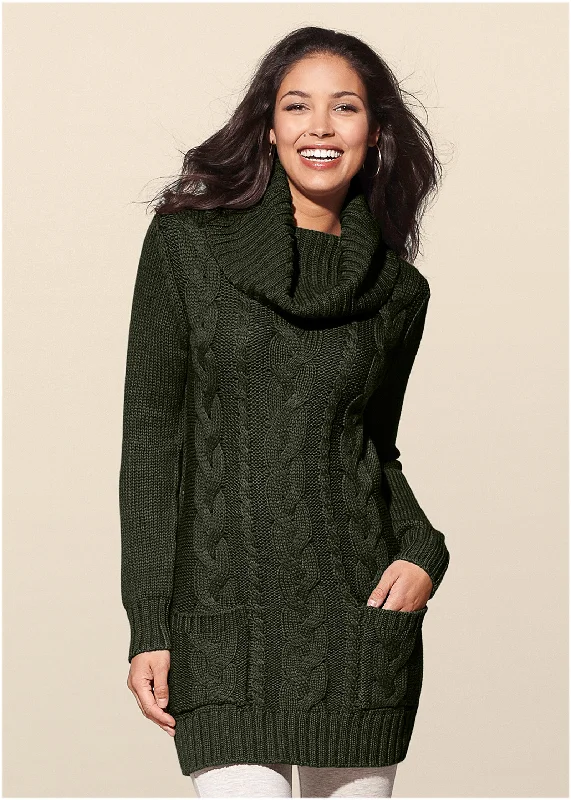 women's high-end dressesCozy Sweater Dress - Olive