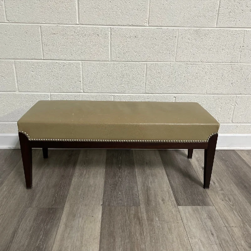 women's mini dressesLeather & Wood Bench With Nail Head Accents