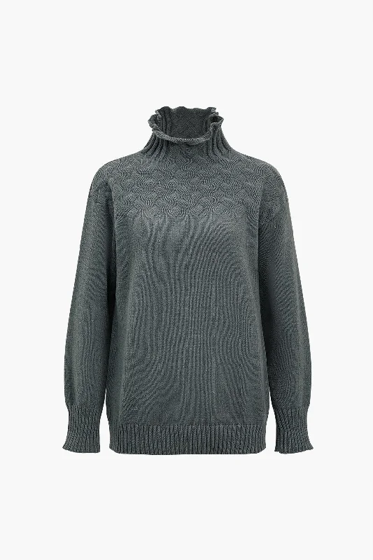 women's cocktail dressesTurtleneck Ruched Cable Knit Sweater