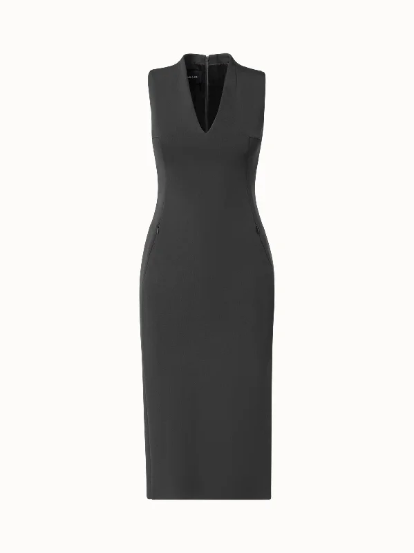 women's glam dressesWool Crêpe Double-Face Sheath Dress