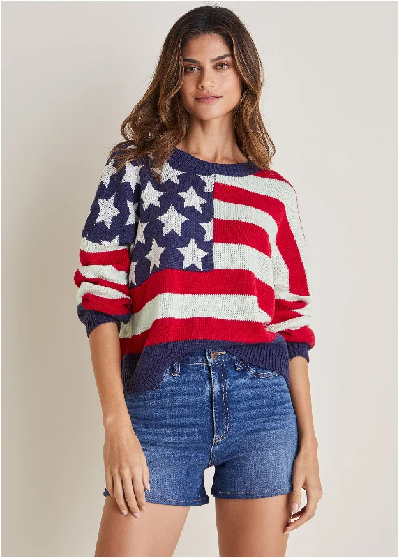 women's evening dressesStars And Stripes Sweater - Racing Red Multi