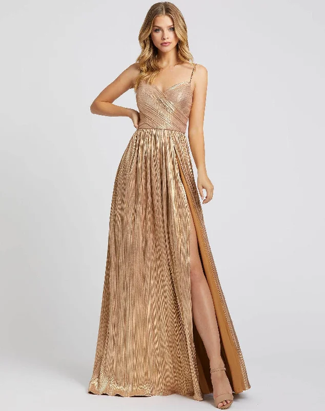 women's cocktail dressesMac Duggal 26275 Long Formal Metallic Prom Dress