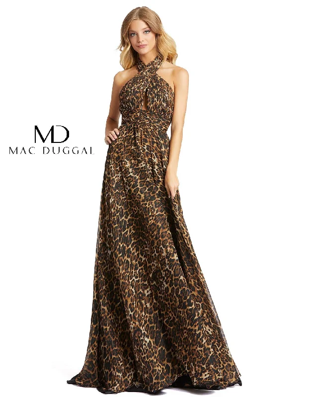 women's custom dressesMac Duggal 67360 Prom Long Halter Animal Print Gown